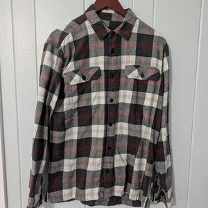 Patagonia Gray and Red Plaid Shirt